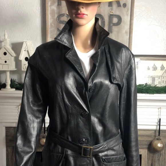 Rem Garson Jackets & Blazers - Gorgeous Rem Garson Vintage 100% Leather Trench